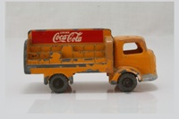Matchbox 37a; Karrier Bantam Coca-Cola Lorry (no base); Orange-Yellow, Uneven Crates, Metal Wheels