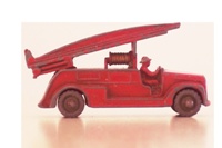 Matchbox 9b; Dennis Fire Engine (with front bumper); Grey Plastic Wheels