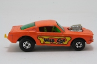 Matchbox 8f; Ford Mustang Wildcat Dragster; Orange, Yellow Seats, Black Base, Wildcat Labels