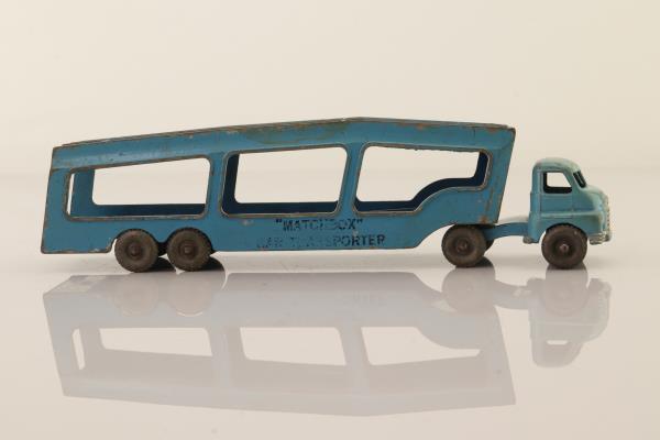 Matchbox Accessory Pack A-2; Bedford S Type Car Transporter; Pale Blue, Metal Wheels, 'Matchbox Car Transporter' In Dark Blue