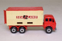 Matchbox 42e; Mercedes-Benz Container Truck; Red, Cream, Blue Windows, Unpainted Base, Sealand