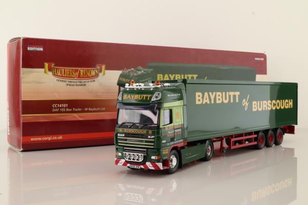 Corgi CC14101; DAF 105 Artic; Box Trailer; W Baybutt Ltd, Burscough